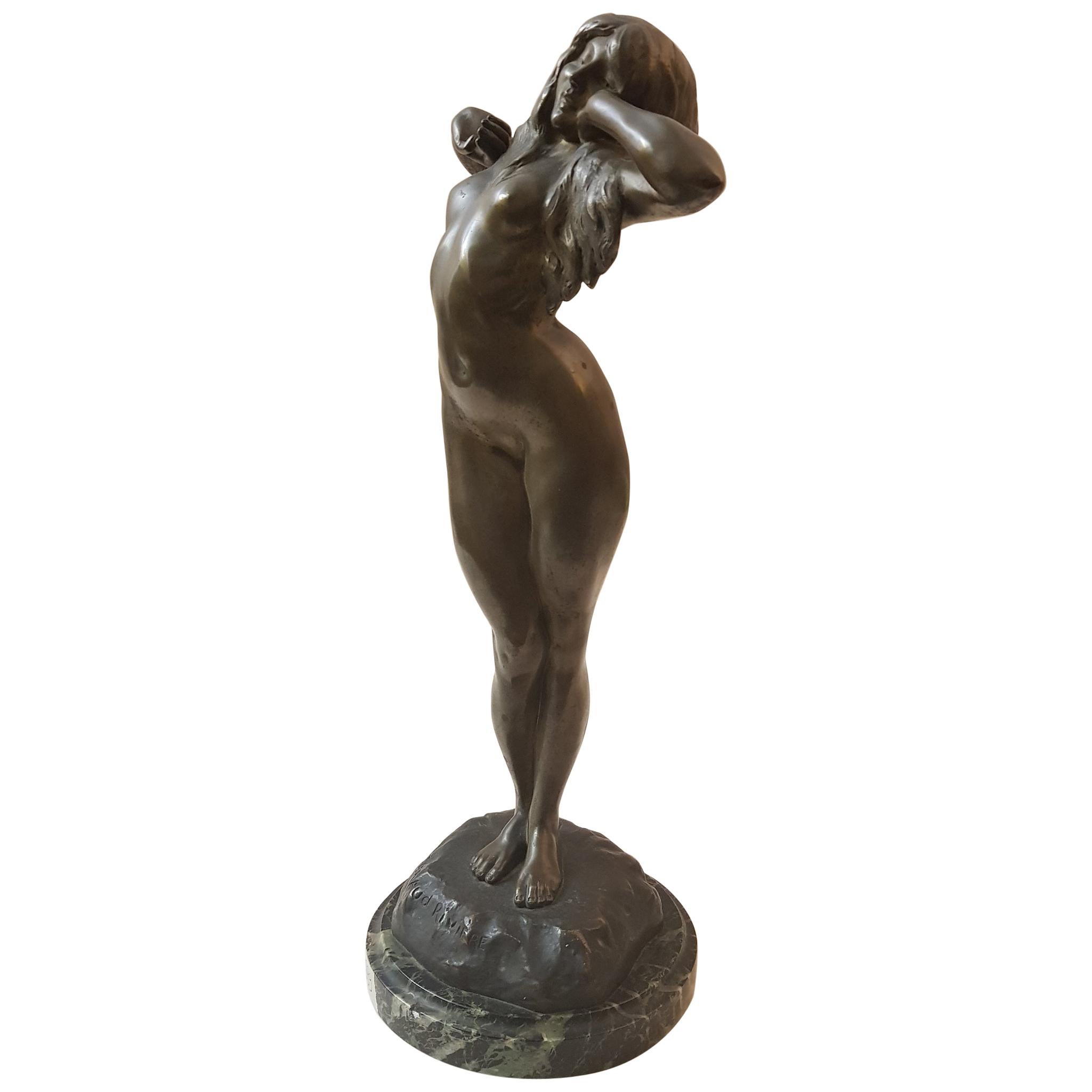 Gueraud Rivier Bronze Woman Sculpture, 1890s