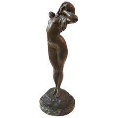 Gueraud Rivier Bronze Woman Sculpture, 1890s