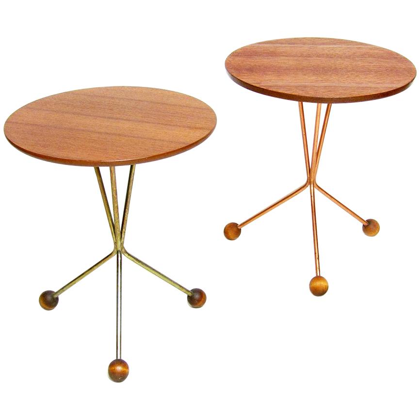 Two Atomic Circular Side Tables by Albert Larsson for Alberts Tibro