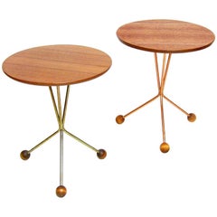 Two Atomic Circular Side Tables by Albert Larsson for Alberts Tibro