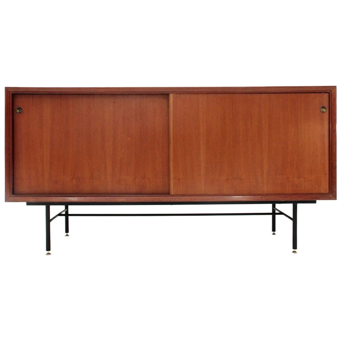 Italian Midcentury Sideboard with Black Glass Top, 1960s