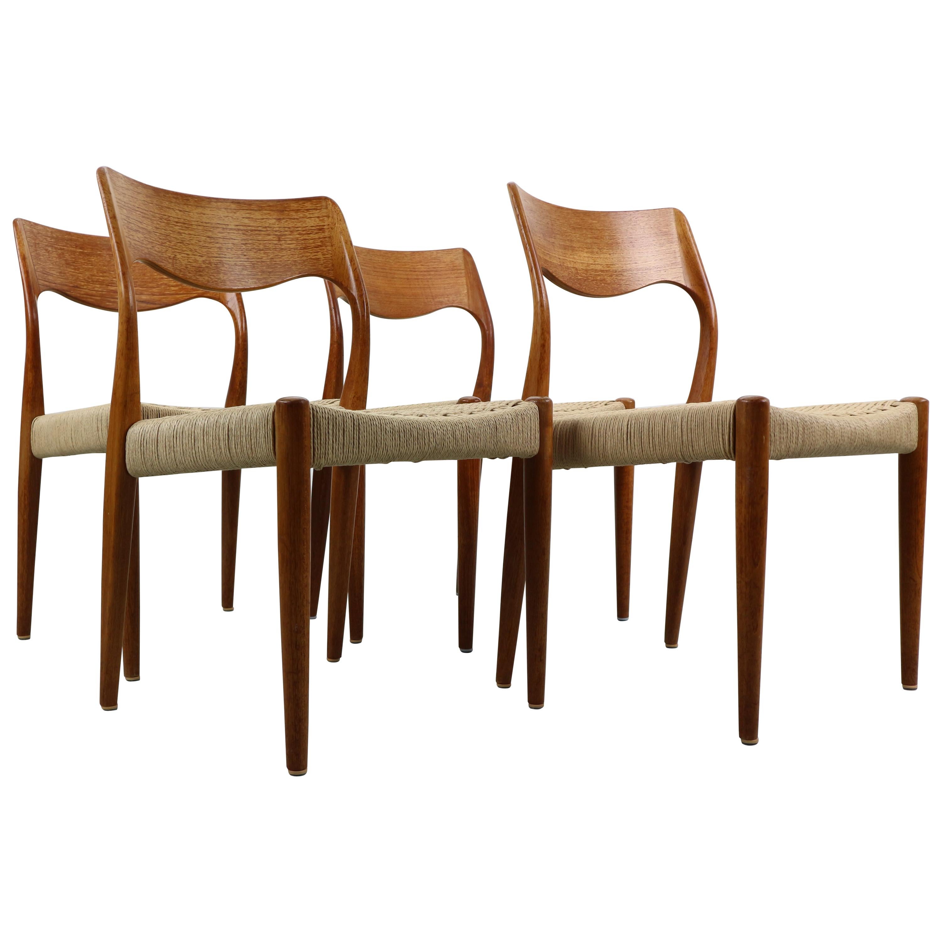 Set of 4 Niels O. Møller Dining Chairs- Model 71, Denmark