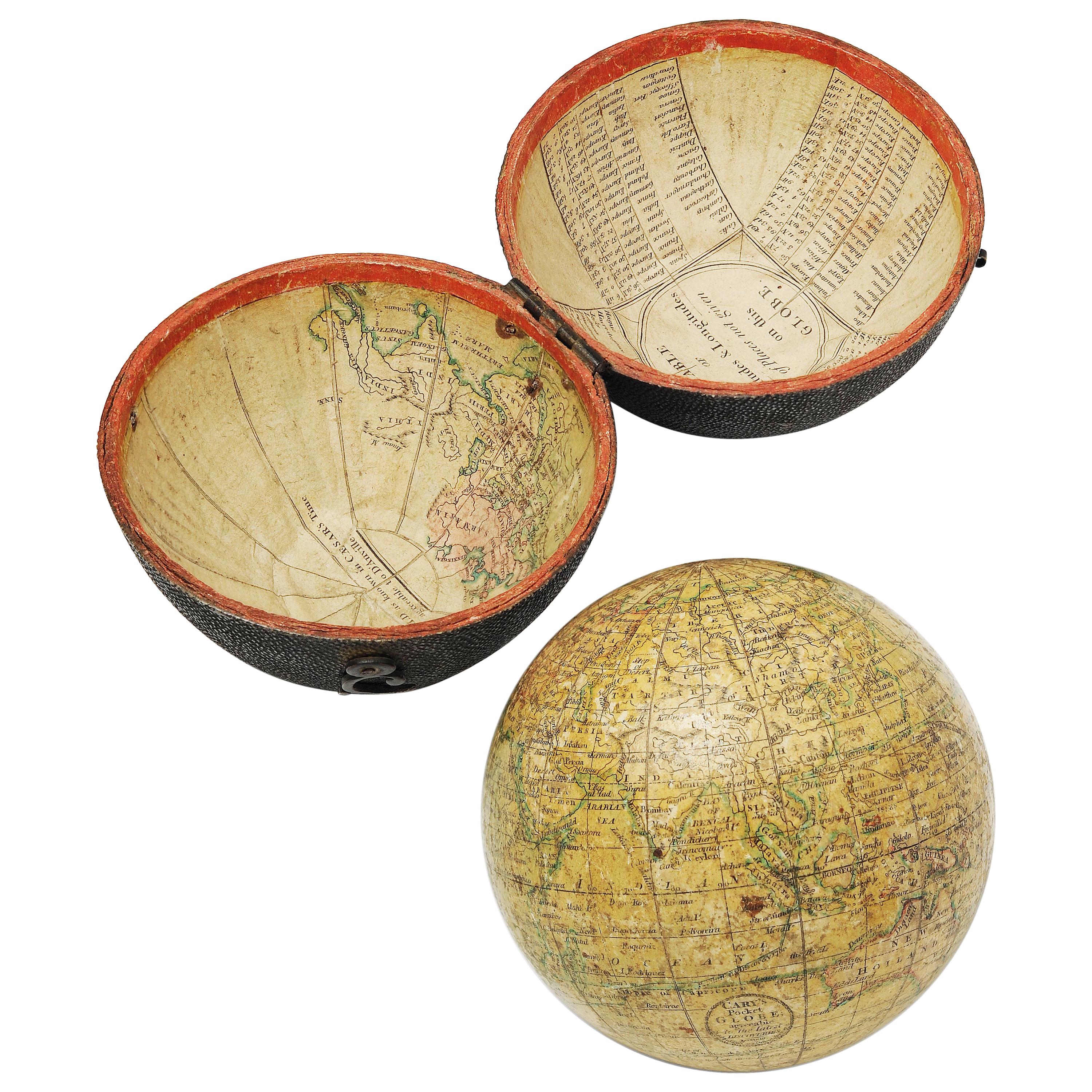 18th Century English Pocket Globe by John and William Cary, 1791