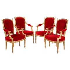 Antique Set of Four Louis XVI Style Armchairs by A. Levraux, France, 19th Century
