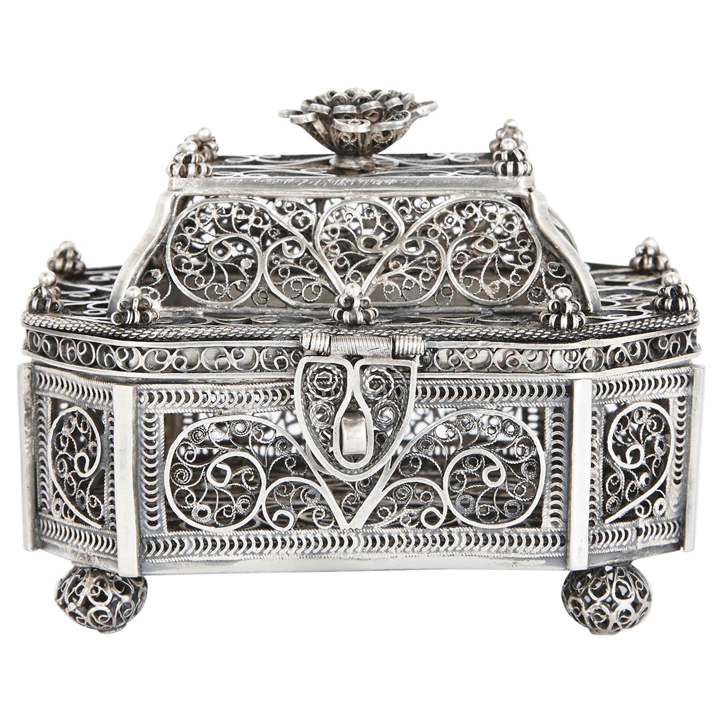 Antique Jewish Silver Filigree Spice Box, Moscow