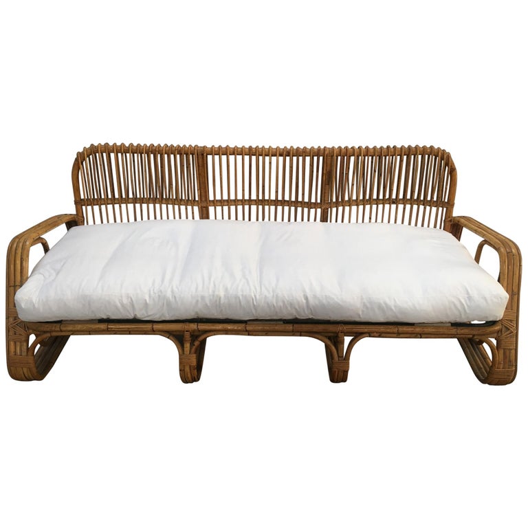 Mid-Century Modern Italian Three-Seat Bamboo Sofa, 1960s 1