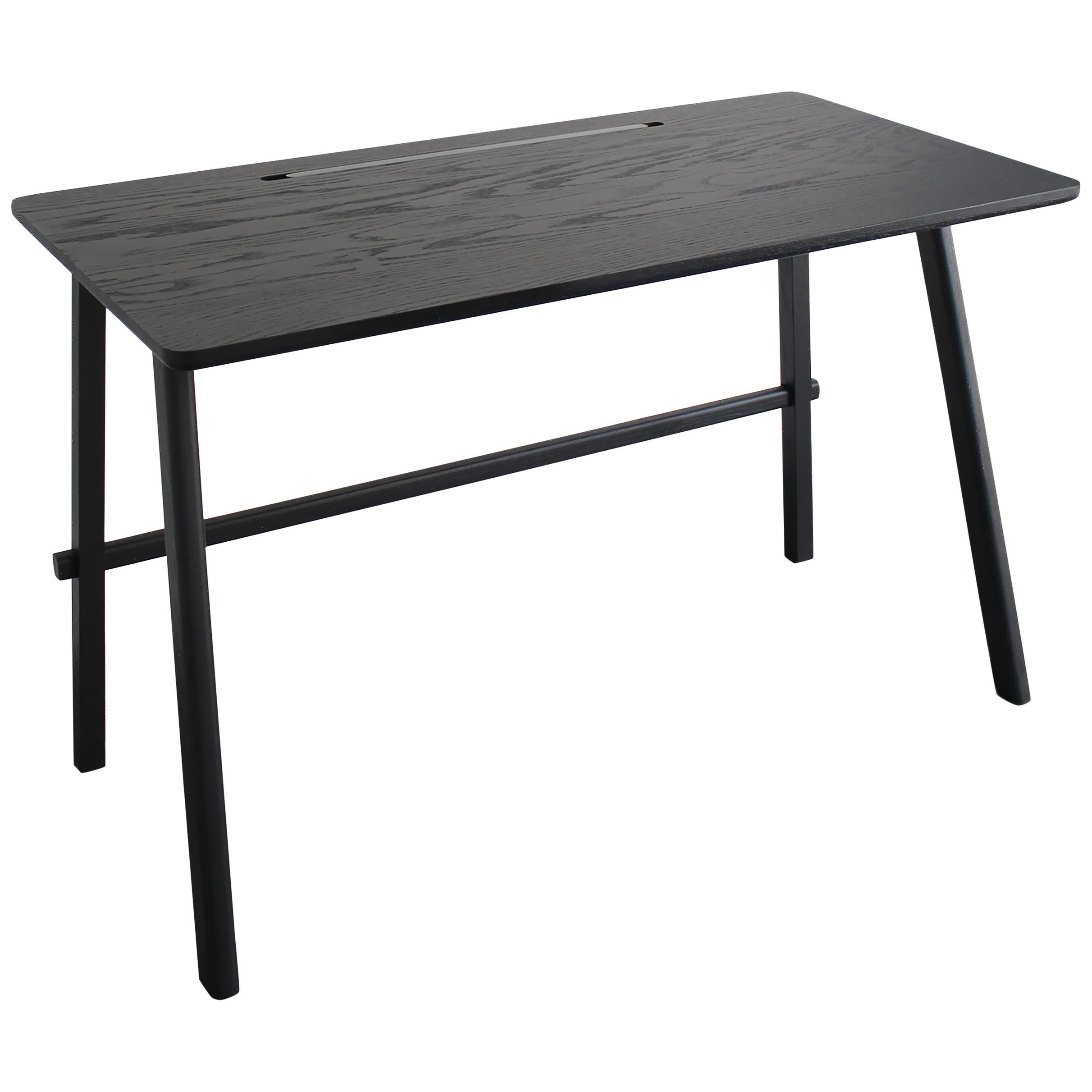 Javo Desk with white oak matte finish & Japanese joints and black coated steel  For Sale