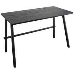Javo Desk with white oak matte finish & Japanese joints and black coated steel 