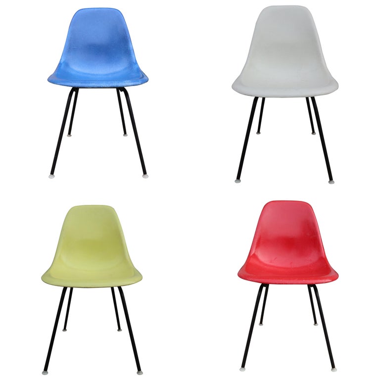 Primary Color/Mondrian Style Herman Miller Eames Dining Chairs For Sale