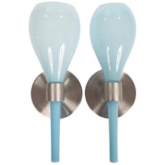 Pair of Pale Blue Wall Sconces by J. Good Design, NYC
