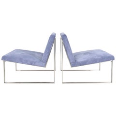 Paire de chaises longues Bernhardt par Fabien Baron en daim Holly Hunt