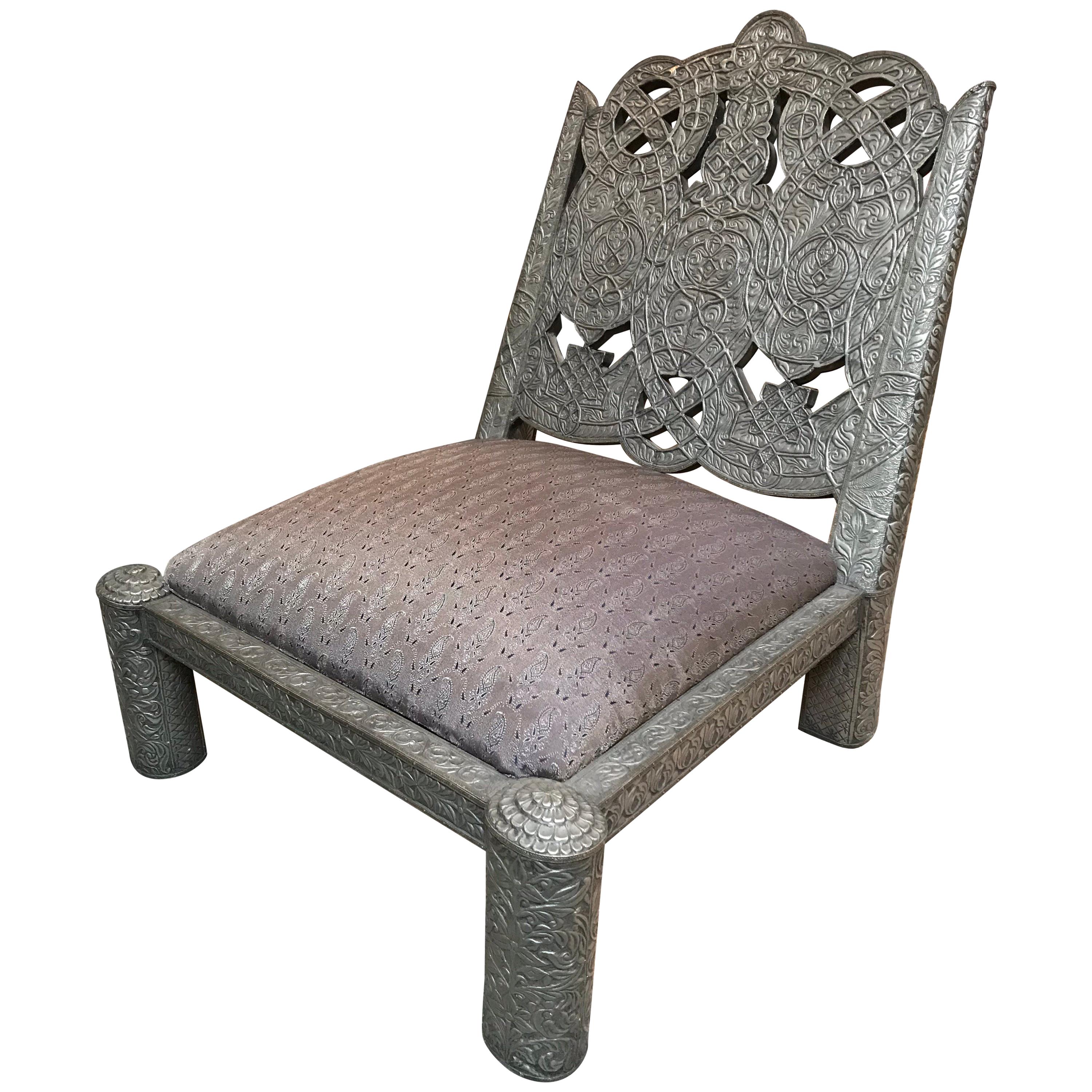 Short Maharaja Repousse Chair For Sale