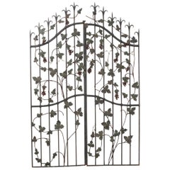 Antique Pair of French Early 20th Century Painted Wrought-Iron "Grapevine" Gates