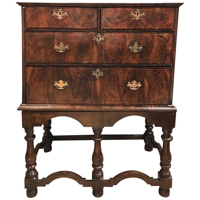 18th Century William and Mary Walnut Chest on Stand at 1stDibs