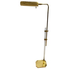 Mid-Century Modern Cedric Hartman Style Brass and Lucite Swivel Floor Lamp