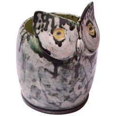 1940s Studio Pottery Owl Bud Vase by Emily Reinse