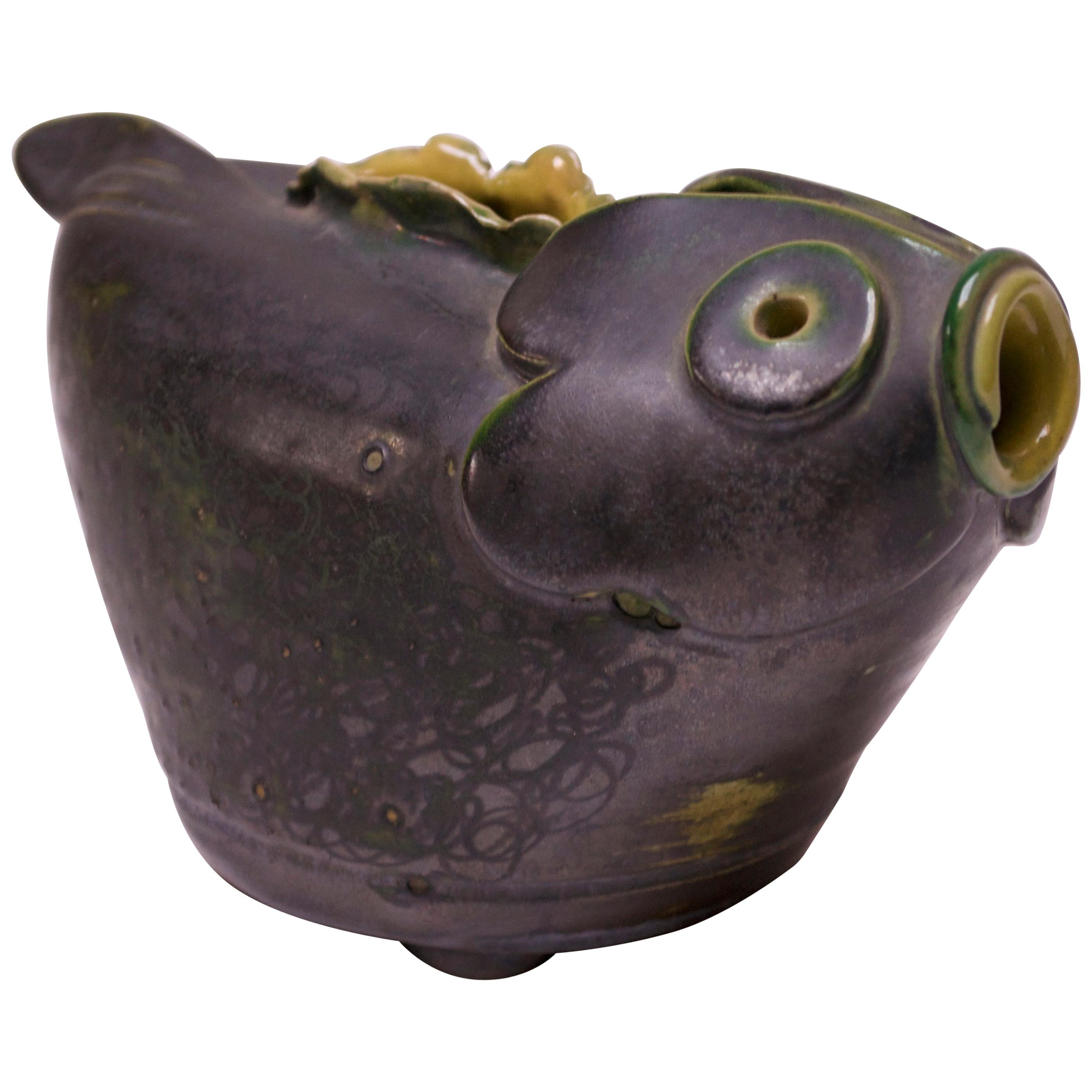 1940s Studio Pottery Fish Pitcher by Emily Reinse