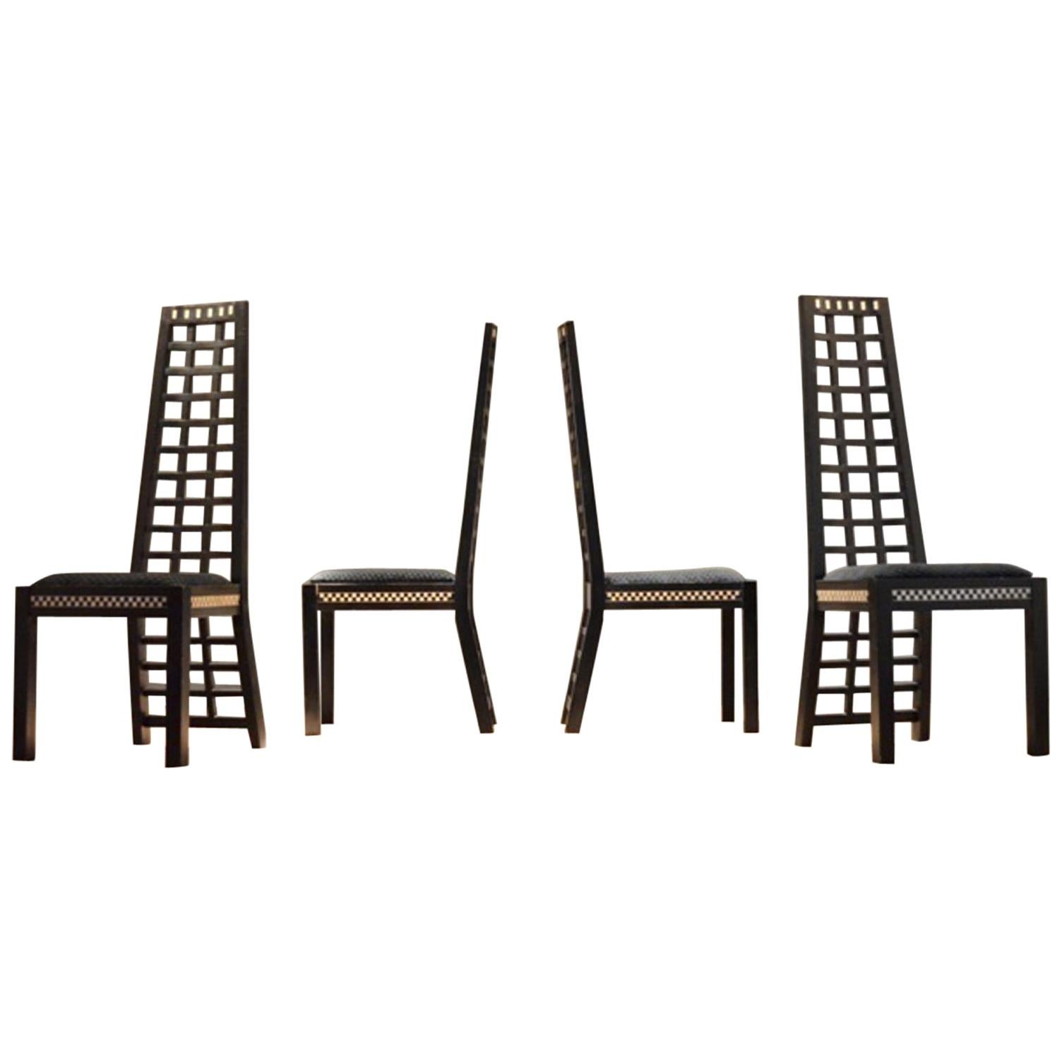 1930s Mackintosh Style Ebonized Wood Chairs im Angebot