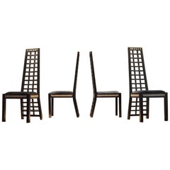 1930s Mackintosh Style Ebonized Wood Chairs