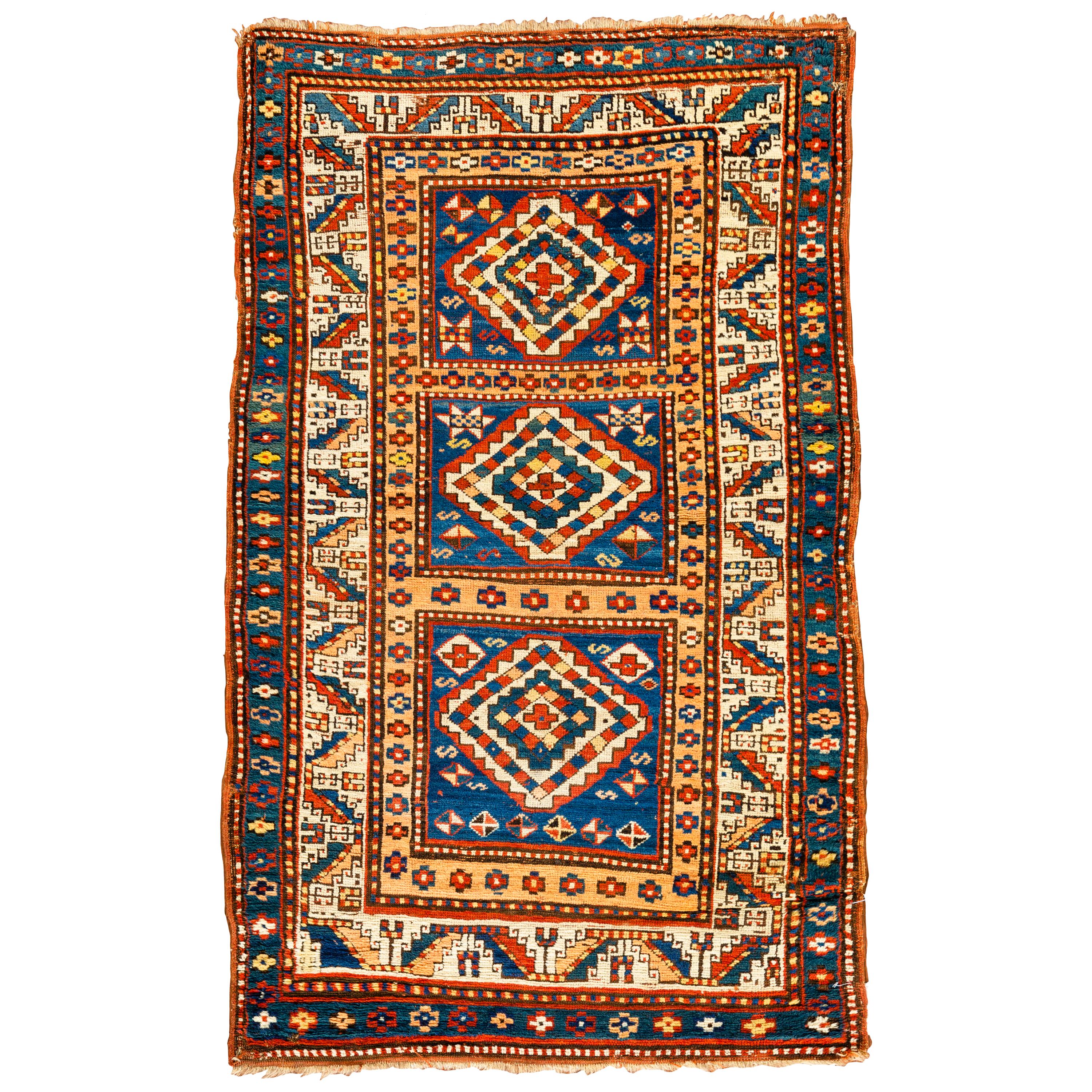 Antique Caucasian Kazak Rug, circa 1880  3'7 x 6' For Sale