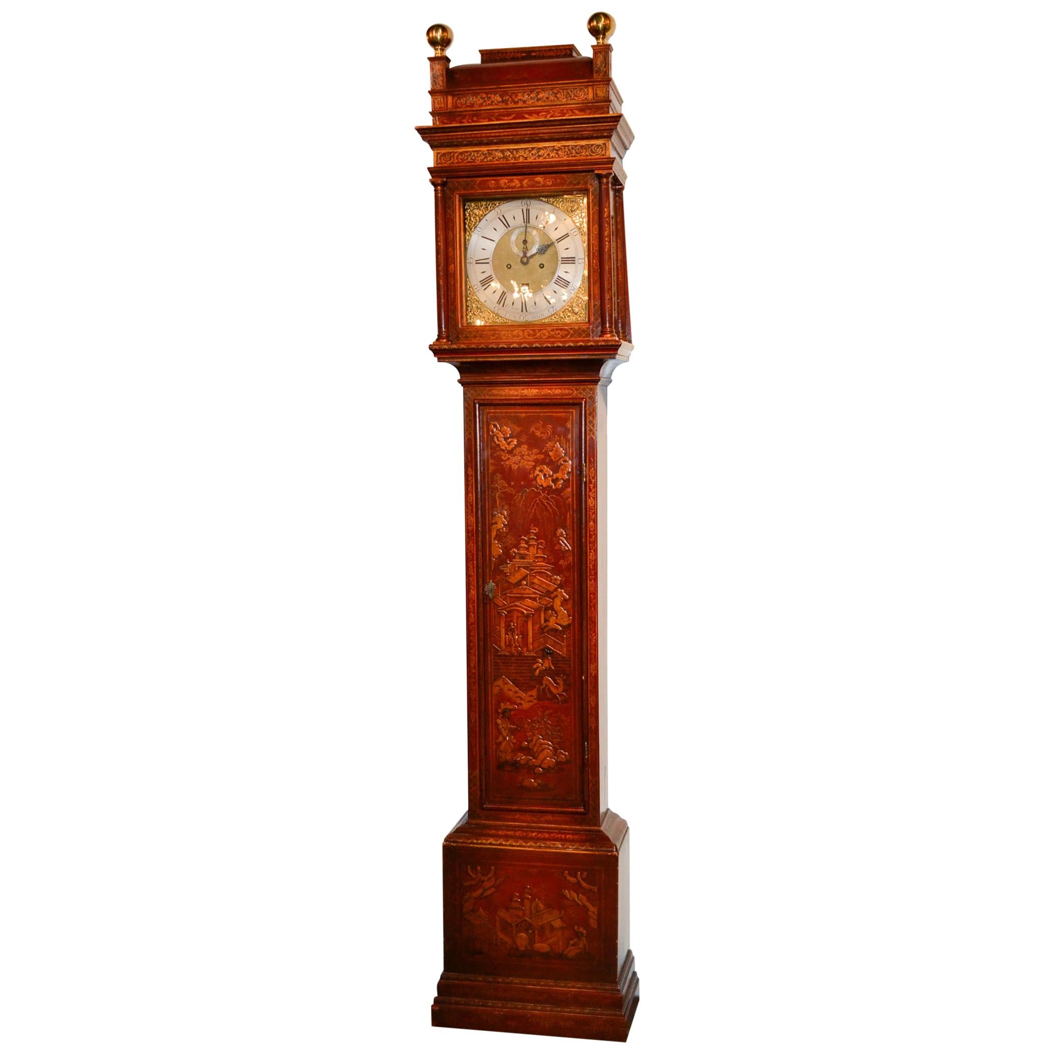 19th Century English Chinoiserie Tall Case Clock