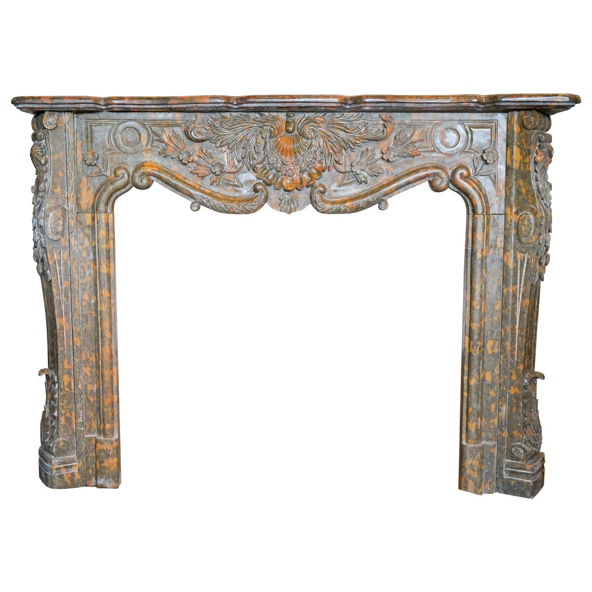 Louis XV Marble Mantel, circa 1850 For Sale