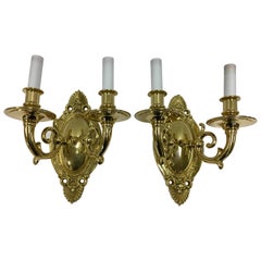 Pair of Federal Federalist Two- Light Brass Sconces
