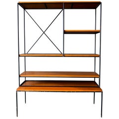 Paul McCobb Planner Group Iron and Maple Shelving Unit or Room Divider