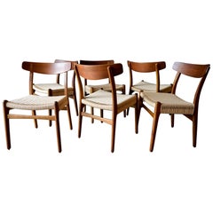 Set of 6 Hans Wegner CH23 Oak Dining Chairs, circa 1960