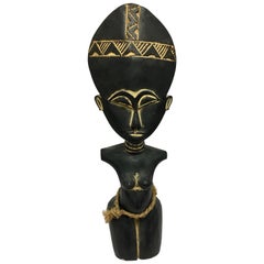 Decorative African Folk Art Mid-Century Modern Mask Tribal Nude Art Sculpture