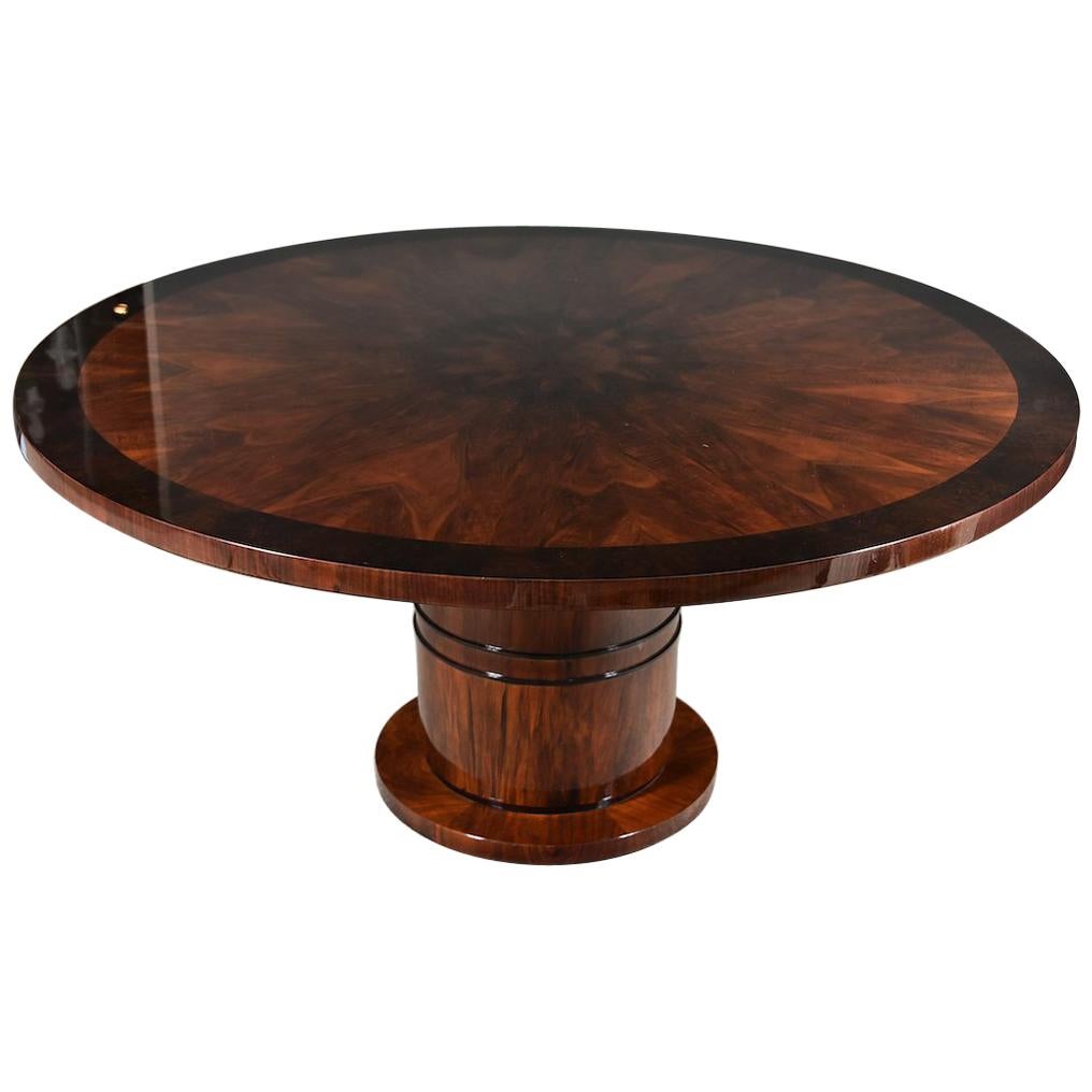 Art Deco French Round Dining Table in Walnut