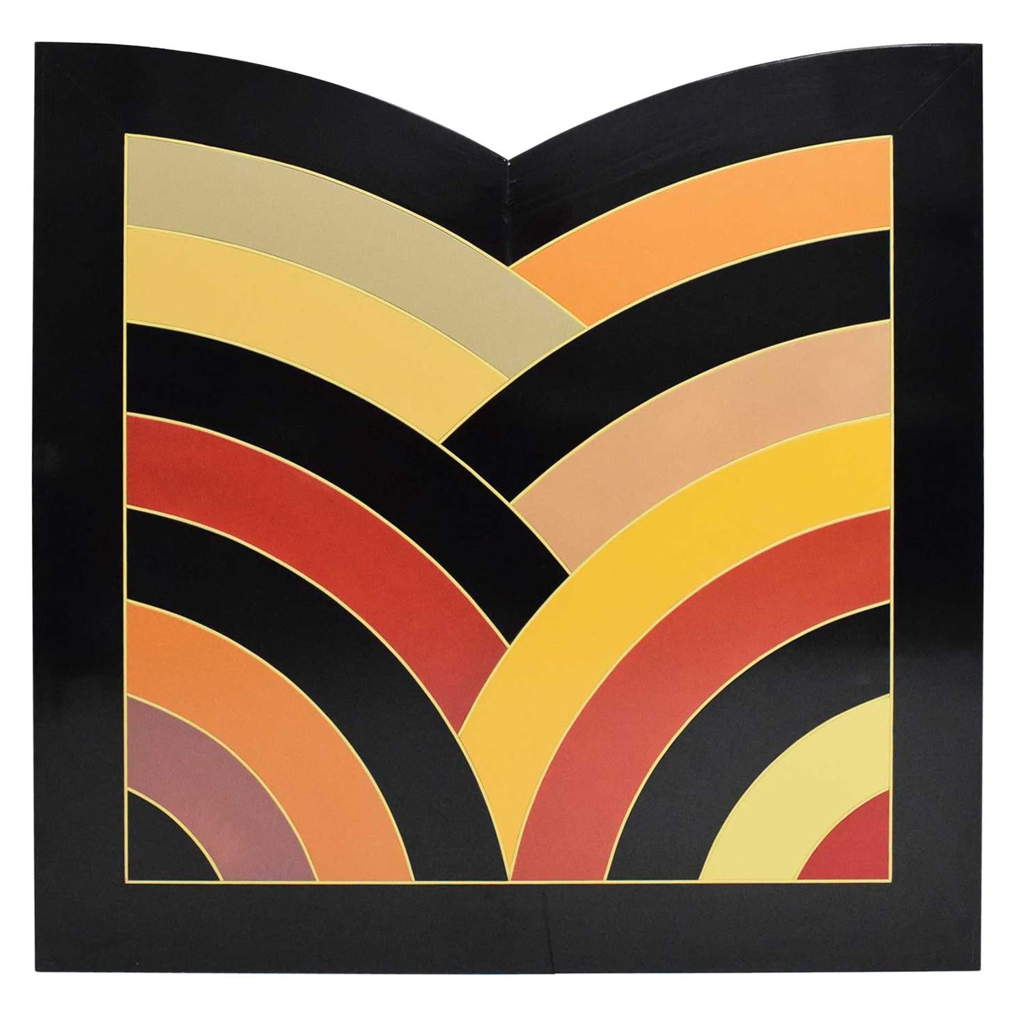 Großes Gemälde auf Karton im Stil des preisgekrönten MOMA-Logos von Frank Stella