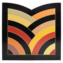 Vintage Large Painting on Board in Style of Frank Stella's Award Winning MOMA Logo