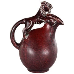 Stoneware Jug or Ewer with Lion Handle by Bode Willumsen for Royal Copenhagen