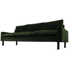 Vintage Handsome Streamline Emerald Velvet Sofa