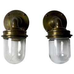 Antique 1920s Brass “Jam Jar” Style Wall Sconces