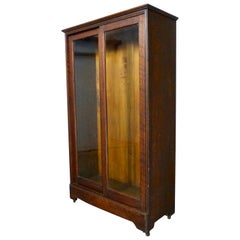 Antique 1910 Dark Oak Rolling Bookcase or Cabinet