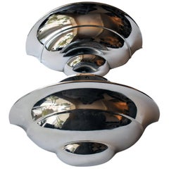 1930s Matching Pair of English Chrome Art Deco Wall Lights