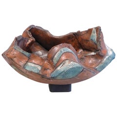Brutalist Biomorphic Ceramic Pottery Vessel Sculpture, Hand-Built