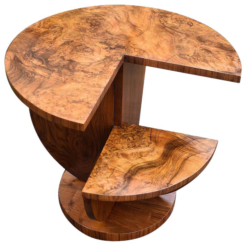 Art Deco Geometric Walnut Gueridon by Henry Geneste