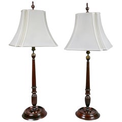 Pair of English Mahogany Candlestick Lamps