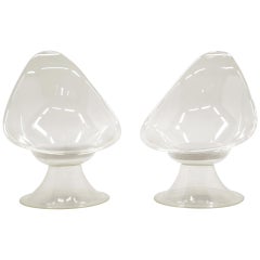Pair of Acrylic or Lucite Lily Chairs by Estelle & Erwin Laverne, White Cushions