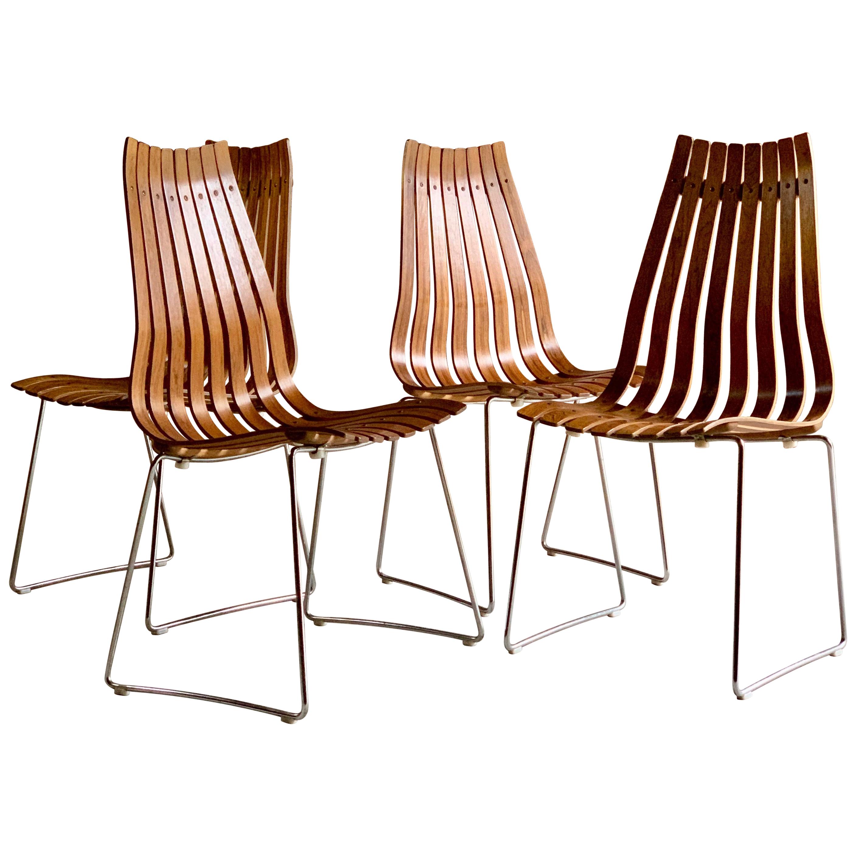 Hans Brattrud Rosewood Scandia Dining Chairs by Hove Mobler, Set of Four