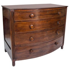 Georgian Regency Period Bow Fronted Chest with Reeded Detail, English circa 1825