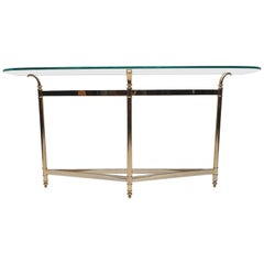 Elegant Brass and Faceted Glass Console Table, 1990s