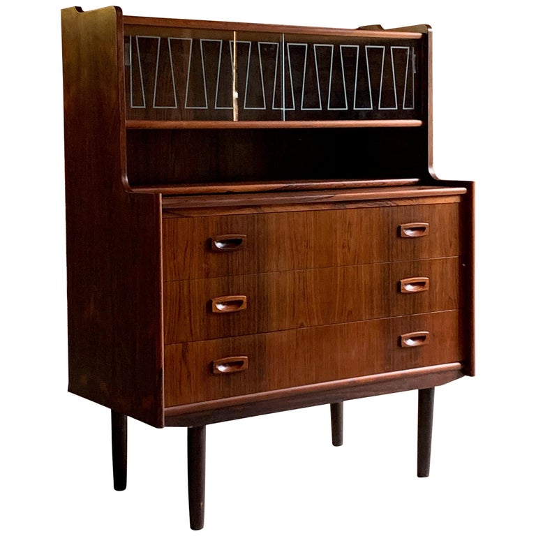 Danish Rosewood Bureau Cabinet Dresser Midcentury Circa 1960s For