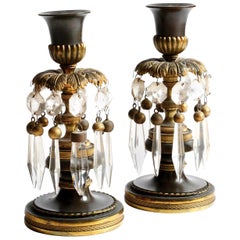 Pair of Regency Gilt and Patinated Bronze Candlesticks