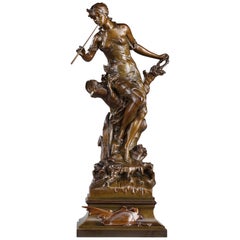 Moulage en bronze Le Chant du Saule d'Édouard Drouot (français:: 1859-1945)