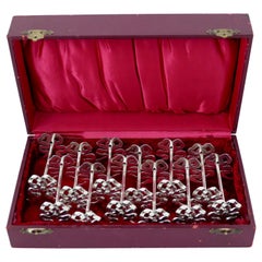 Lapparra Rare French All Sterling Silver Knife Rests Set of 12-Piece, Ribbon