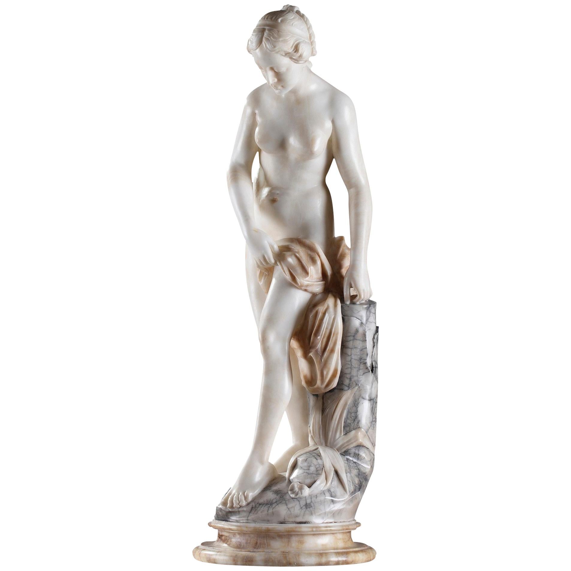 Marble Statue Bather or Nymph Going in the Bath after Falconet